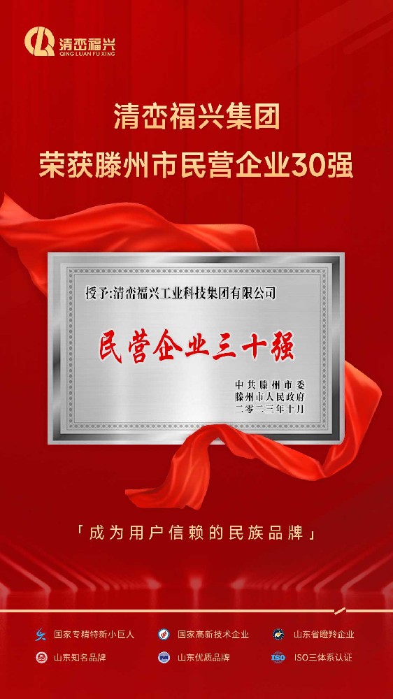 恭喜集團公司：清巒福興集團 榮獲市民營企業30強